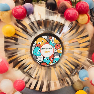 Sticker Rond Dessin du Monstre à Doodle Multicolore