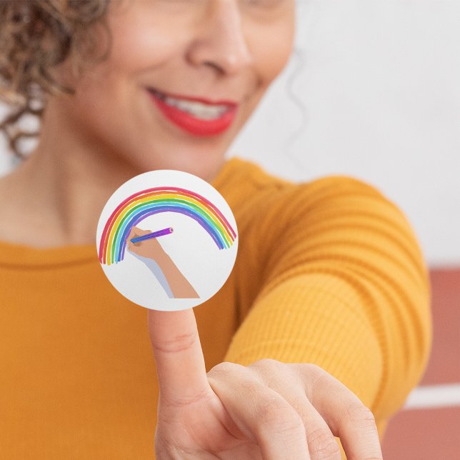 Sticker Rond Dessin d'un arc-en-ciel (Créateur téléchargé)