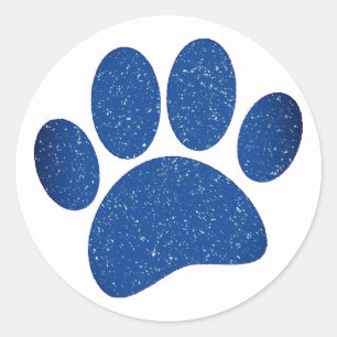 Sticker Rond Dessin Empreinte de patte de chien vieux papier im