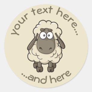 Sticker Rond Dessin en mouton beige