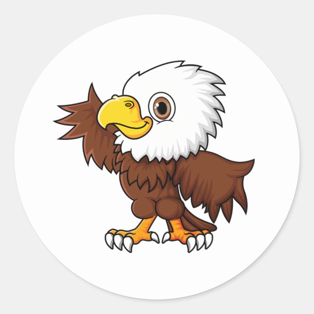 Sticker Rond dessin humoristique petit aigle posant.png (Devant)