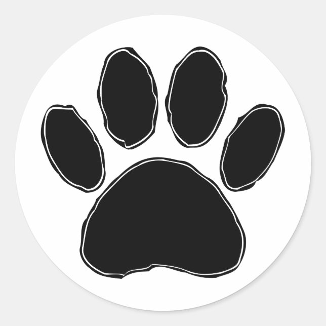 Sticker Rond Dessin Paw Chien En Noir (Devant)
