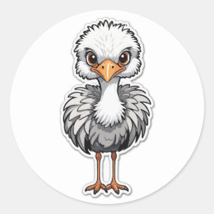Sticker Rond Dessin pour bébé Ostrich Design - Joli animal Art