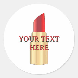Sticker Rond Dessin rouge à lèvres Art Texte personnalisé  Blan