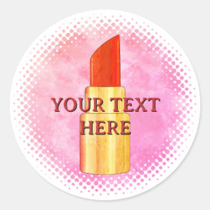 Sticker Rond Dessin rouge au rouge à lèvres Texte personnalisé
