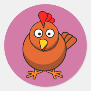 Sticker Rond Dessin sur poule