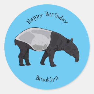 Sticker Rond Dessin sur Tapir