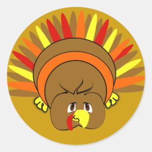 Sticker Rond Dessin ultra mignon #Thanksgiving #Turkey #Sticker