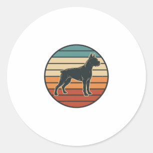 Sticker Rond Dessin vectoriel de gravure de chien Boxer au couc