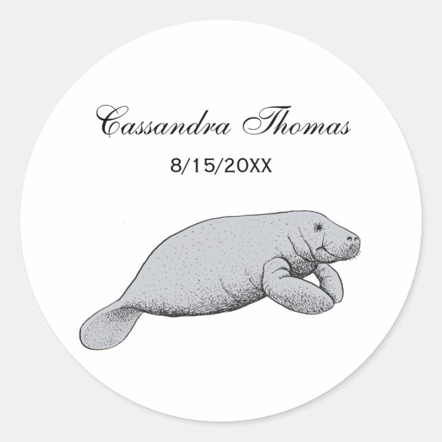 Sticker Rond Dessin vintage Manate (Devant)