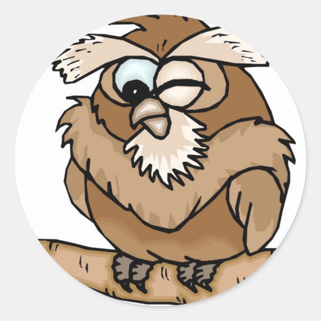 STICKER ROND DESSIN WINDOWS OWL (Devant)