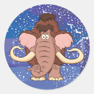 Sticker Rond Dessin Wooly Mammoth