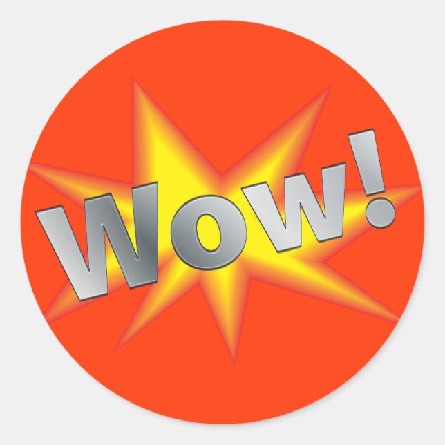 Sticker Rond Dessin WOW (Devant)