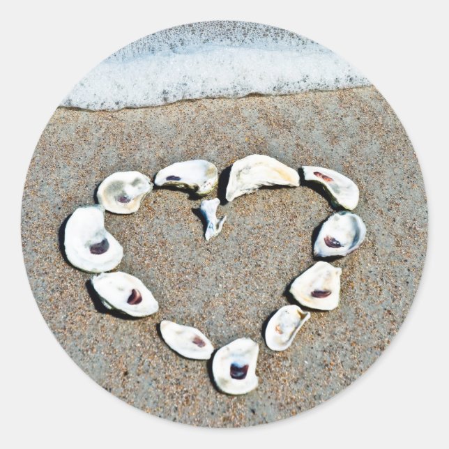 Sticker Rond Dessous de verre Coeur de Coeur de Coquillages de  (Devant)