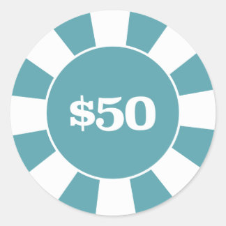 Sticker Rond Dessous de verre de poker 50 bleu