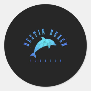Sticker Rond Destin Beach Floride Fl Vintage Dolphin Holiday