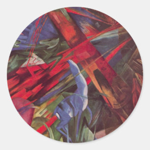 Sticker Rond Destins des animaux de Franz Marc, Cubisme ancien 