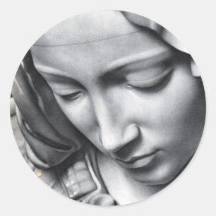 Sticker Rond Détail du Pieta de Michaël Angelo du visage de