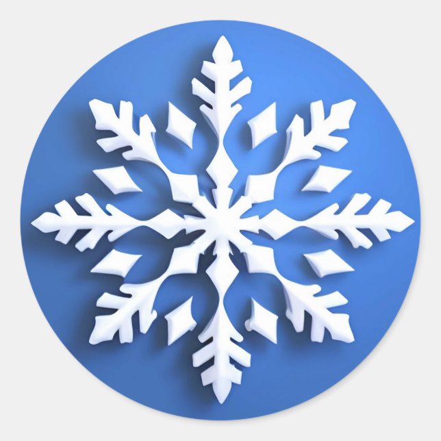 Sticker Rond Detailed White Snowflake Design (Devant)