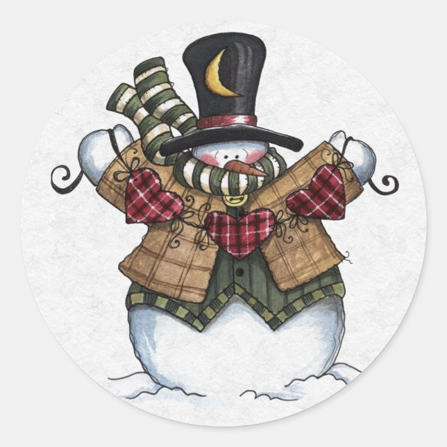 Sticker Rond Détaillant d'enveloppes de Noël (Devant)