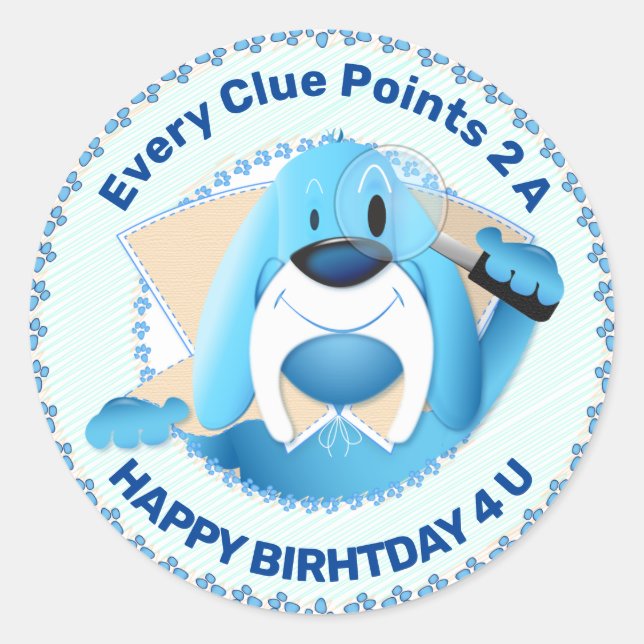 Sticker Rond Détecteur de dessin intelligent de chien à tête bl (Devant)