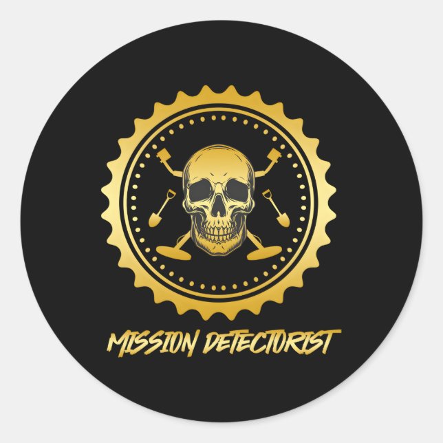 Sticker Rond Détecteur de mission de détecteur de métaux Chasse (Devant)