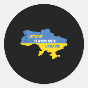 Sticker Rond Détroit Michigan se tient aux côtés de l'Ukraine