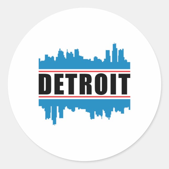 Sticker Rond Detroit USA City Ville Skyline Drôle idée cadeau (Devant)