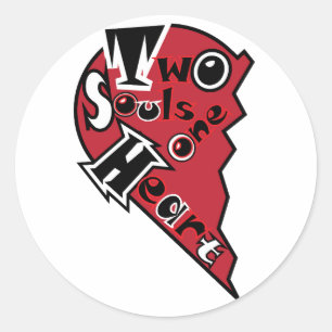 Sticker Rond Deux Âmes Un Cœur