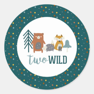Sticker Rond Deux animaux sauvages de la forêt pour un deuxième