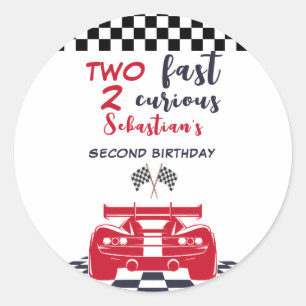 Sticker Rond Deux anniversaire de enfant rapide 2 curieux