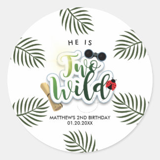 Sticker Rond Deux Baby Shower Sauvage Safari Jungle Tropical