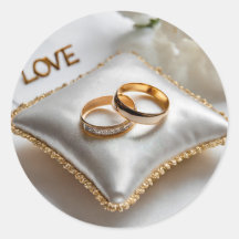 Deux bagues mariages sur un coussin blanc