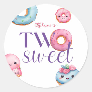 Sticker Rond Deux beignets sucrés fête d'anniversaire