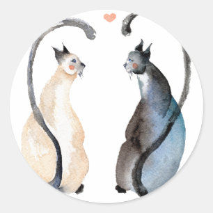 Sticker Rond Deux chats amoureux