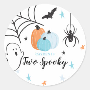 Sticker Rond Deux citrouilles bleues effrayantes pour Halloween