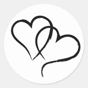 Sticker Rond Deux coeurs