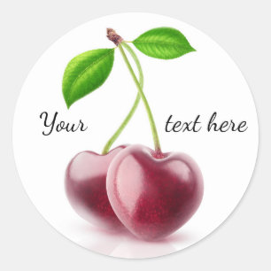 Sticker Rond Deux coeurs de cerise