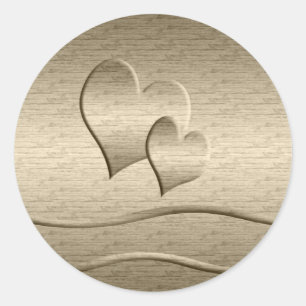 Sticker Rond Deux coeurs d'or