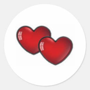 Sticker Rond Deux Coeurs rouges