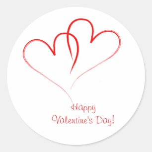 Sticker Rond Deux coeurs rouges - Heureuse Sainte-Valentin !