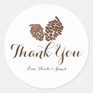 Sticker Rond Deux cônes de pin rustiques faveur de mariage cham