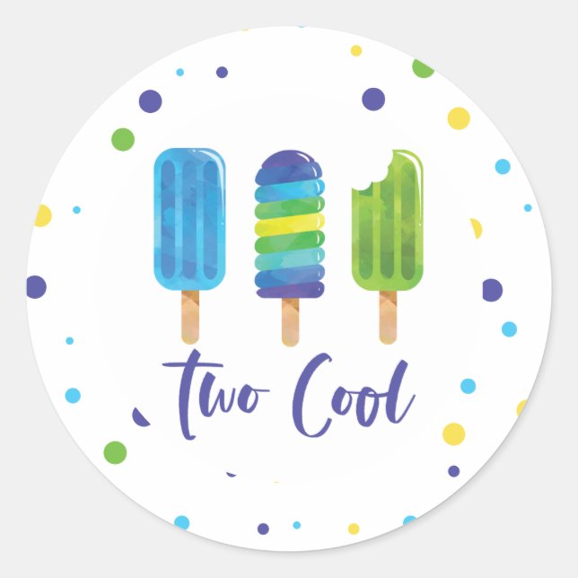 Sticker Rond Deux Cool 2e anniversaire (Devant)
