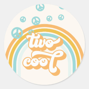 Sticker Rond DEUX Cool Retro Boy 2E Anniversaire
