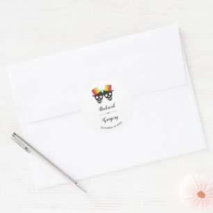 Sticker Rond Deux crânes rainbow couleurs gay mariage