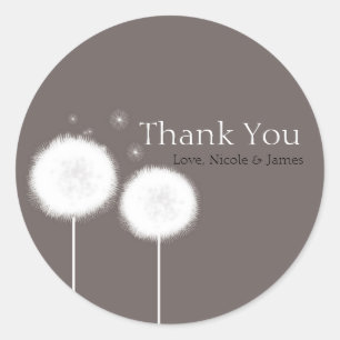 Sticker Rond Deux Dandelions Taupe Mariage Rustique Favoriser