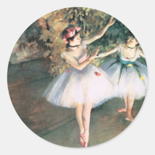 Sticker Rond Deux danseuses sur une scène par Edgar Degas, Art