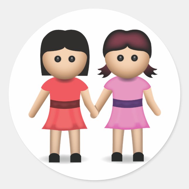 Sticker Rond Deux femmes tenant des mains Emoji (Devant)
