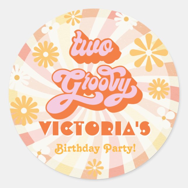 Sticker Rond Deux fêtes d'anniversaire Super pour Hippie 70's 6 (Devant)