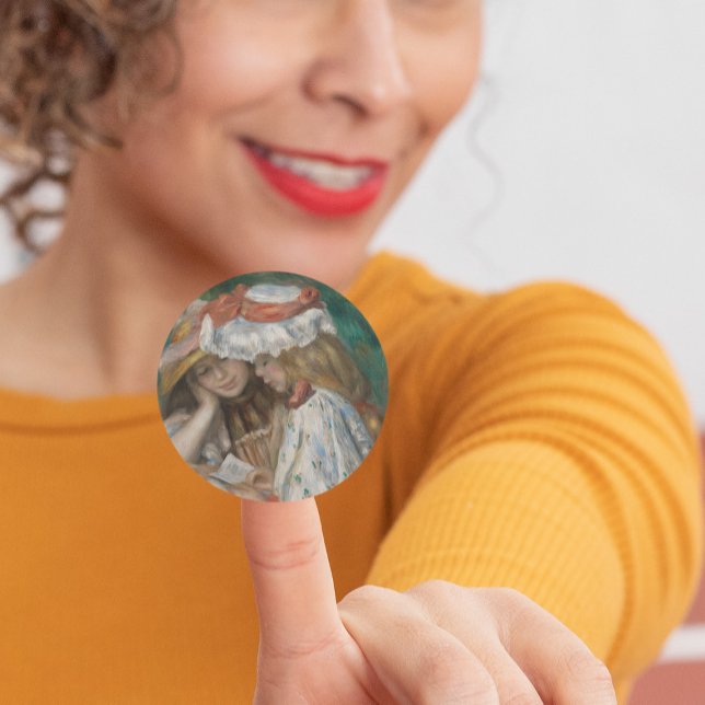 Sticker Rond Deux Filles Lecture, Auguste Renoir Art (Créateur téléchargé)